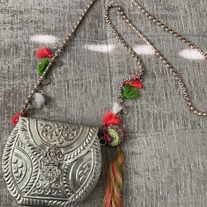Silver Boho Metal Mini Crossbody Purse
